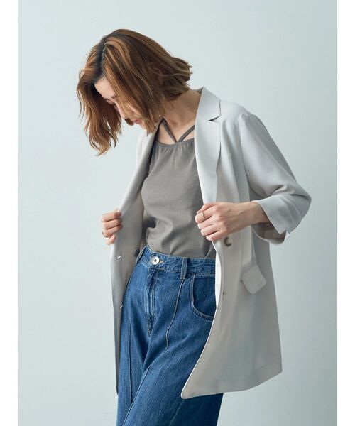 YECCA VECCA（イェッカヴェッカ）の「ダブルブレストジャケット（テーラードジャケット・レディース・ネイビー/グレイッシュベージュ・FREE）」の17枚目の写真