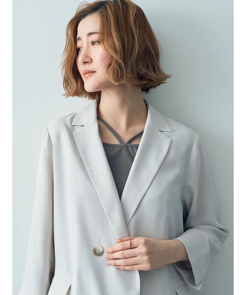 YECCA VECCA（イェッカヴェッカ）の「ダブルブレストジャケット（テーラードジャケット・レディース・ネイビー/グレイッシュベージュ・FREE）」の21枚目の写真