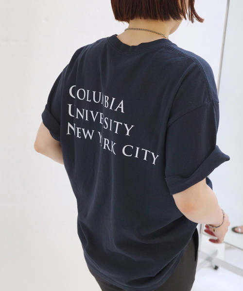 Russell Athletic（ラッセルアスレティック）の「【RUSSELL ATHLETIC/ラッセル・アスレティック】COLUMBIA print T-sh（Tシャツ/カットソー・レディース・ネイビー/アイボリー・FREE）」の2枚目の写真