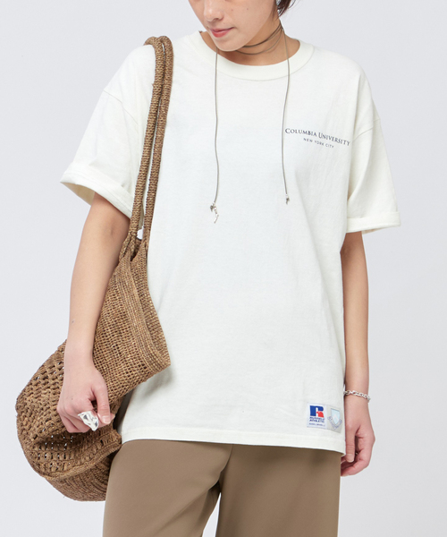 Russell Athletic（ラッセルアスレティック）の「【RUSSELL ATHLETIC/ラッセル・アスレティック】COLUMBIA print T-sh（Tシャツ/カットソー・レディース・ネイビー/アイボリー・FREE）」の7枚目の写真
