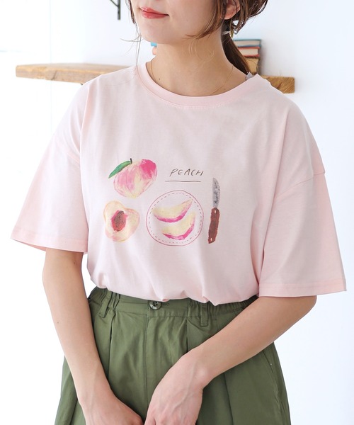 Crisp（クリスプ）の「【ZOZO限定】オーバープリントTシャツ　ピーチ（Tシャツ/カットソー・レディース・ピンク/ホワイト・FREE）」の2枚目の写真