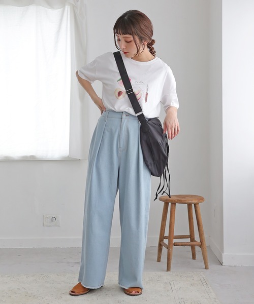 Crisp（クリスプ）の「【ZOZO限定】オーバープリントTシャツ　ピーチ（Tシャツ/カットソー・レディース・ピンク/ホワイト・FREE）」の4枚目の写真