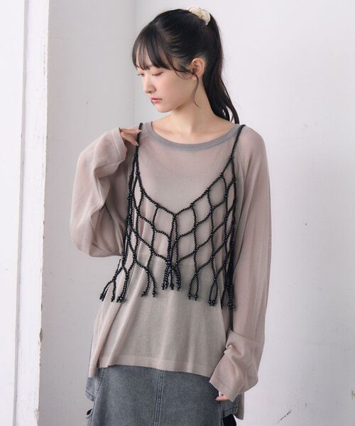 casita(RETRO GIRL)(カシータ)の「ビーズビスチェ(キャミソール・レディース・オフホワイト/シルバー/ブラック・ONE SIZE)」の19枚目の写真