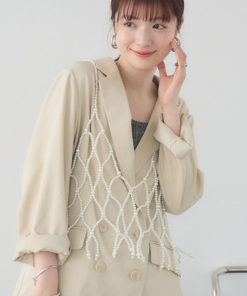 casita(RETRO GIRL)(カシータ)の「ビーズビスチェ(キャミソール・レディース・オフホワイト/シルバー/ブラック・ONE SIZE)」の10枚目の写真