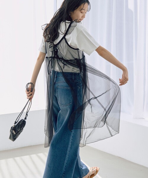 coen（コーエン）の「2WAYチュールキャミワンピース（ワンピース・レディース・ブラック/ライトブルー・FREE）」の2枚目の写真