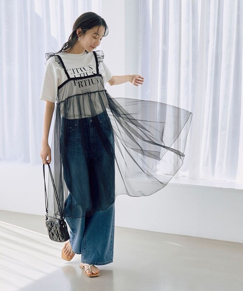 coen（コーエン）の「2WAYチュールキャミワンピース（ワンピース・レディース・ブラック/ライトブルー・FREE）」の3枚目の写真