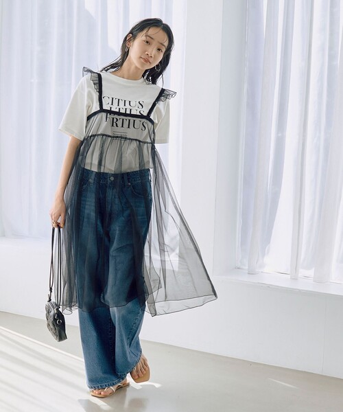 coen（コーエン）の「2WAYチュールキャミワンピース（ワンピース・レディース・ブラック/ライトブルー・FREE）」の4枚目の写真