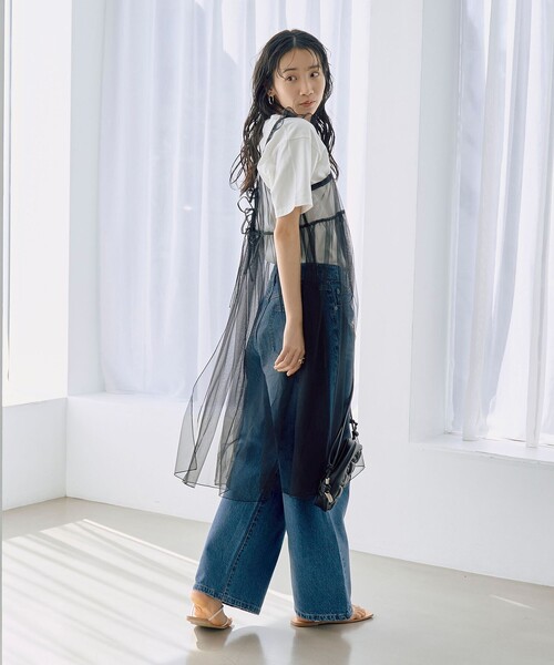 coen（コーエン）の「2WAYチュールキャミワンピース（ワンピース・レディース・ブラック/ライトブルー・FREE）」の6枚目の写真