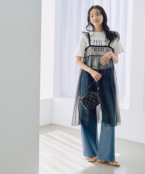 coen（コーエン）の「2WAYチュールキャミワンピース（ワンピース・レディース・ブラック/ライトブルー・FREE）」の7枚目の写真