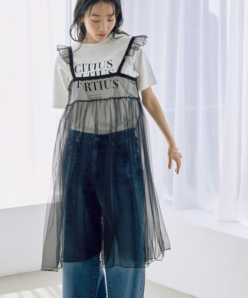 coen（コーエン）の「2WAYチュールキャミワンピース（ワンピース・レディース・ブラック/ライトブルー・FREE）」の8枚目の写真