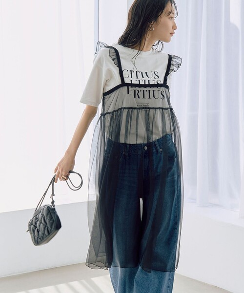 coen（コーエン）の「2WAYチュールキャミワンピース（ワンピース・レディース・ブラック/ライトブルー・FREE）」の9枚目の写真