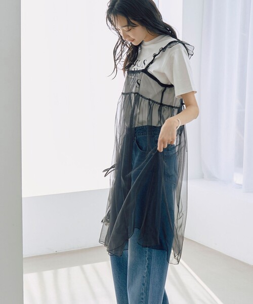 coen（コーエン）の「2WAYチュールキャミワンピース（ワンピース・レディース・ブラック/ライトブルー・FREE）」の12枚目の写真
