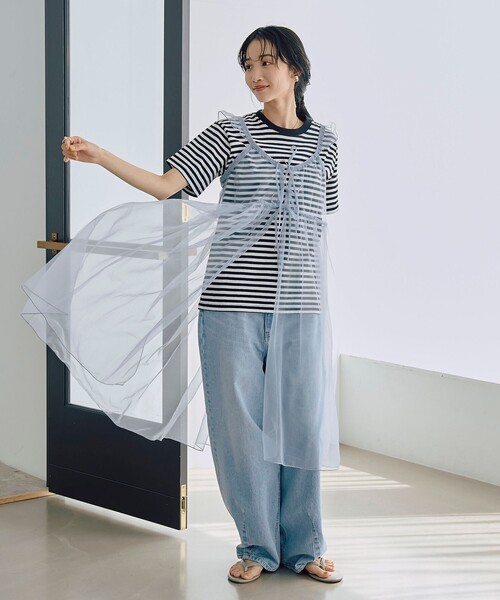 coen（コーエン）の「2WAYチュールキャミワンピース（ワンピース・レディース・ブラック/ライトブルー・FREE）」の21枚目の写真