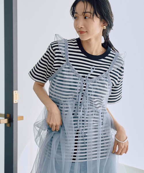 coen（コーエン）の「2WAYチュールキャミワンピース（ワンピース・レディース・ブラック/ライトブルー・FREE）」の22枚目の写真