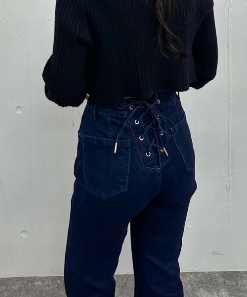 archives（アルシーヴ）の「タイトフレアレースアップデニム（デニムパンツ・レディース・サックスブルー/グレー/ブラック/ネイビー・SMALL/MEDIUM）」の4枚目の写真