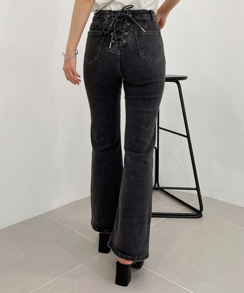 archives（アルシーヴ）の「タイトフレアレースアップデニム（デニムパンツ・レディース・サックスブルー/グレー/ブラック/ネイビー・SMALL/MEDIUM）」の15枚目の写真