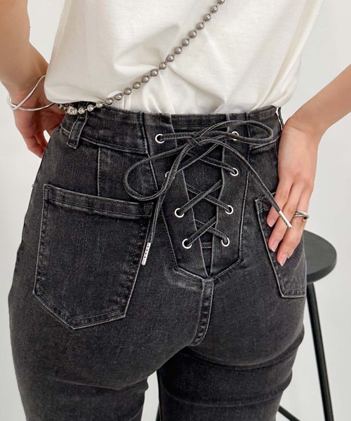 archives（アルシーヴ）の「タイトフレアレースアップデニム（デニムパンツ・レディース・サックスブルー/グレー/ブラック/ネイビー・SMALL/MEDIUM）」の16枚目の写真