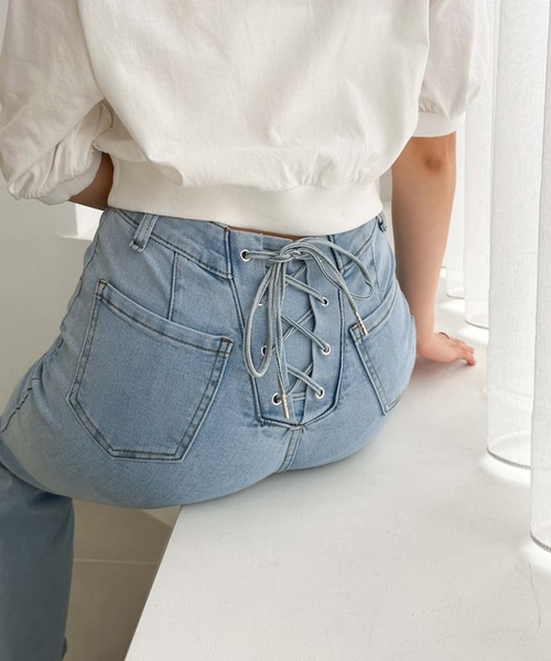 archives（アルシーヴ）の「タイトフレアレースアップデニム（デニムパンツ・レディース・サックスブルー/グレー/ブラック/ネイビー・SMALL/MEDIUM）」の8枚目の写真