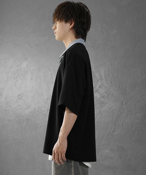 ASTRONOMY tシャツ ビッグシルエットハーフジップTシャツ 総柄