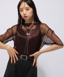 HARE | ラメシアーモックネックトップス(HARE)(Tシャツ/カットソー)