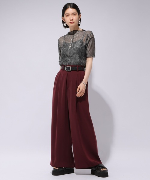 HARE（ハレ）の「ラメシアーモックネックトップス(HARE)（Tシャツ/カットソー・レディース・ブルー/ブラック/グリーン/ライトグレー/オレンジ/レッド・FREE）」の7枚目の写真