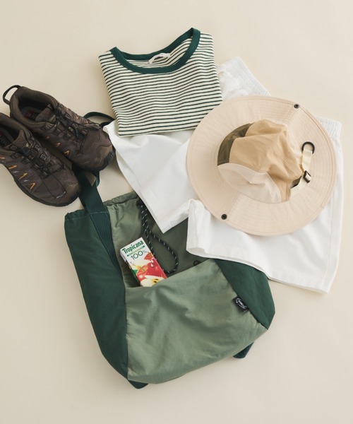 MERLOT（メルロー）の「【A4サイズ収納可能】【バッグパック、トートバッグの2way】バイカラー2wayバッグ（トートバッグ・レディース・グリーン/レオパード・FREE）」の7枚目の写真