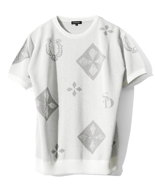 SOMEDIFF（サムディフ）の「【SOMEDIFF】ラインストーンサマーニット メンズ（ニット/セーター・メンズ・ブラック/ホワイト・M/L/XL）」の5枚目の写真