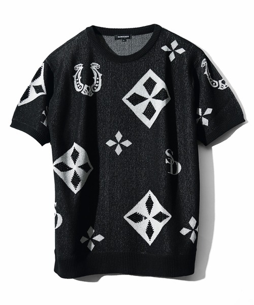 SOMEDIFF（サムディフ）の「【SOMEDIFF】ラインストーンサマーニット メンズ（ニット/セーター・メンズ・ブラック/ホワイト・M/L/XL）」の9枚目の写真