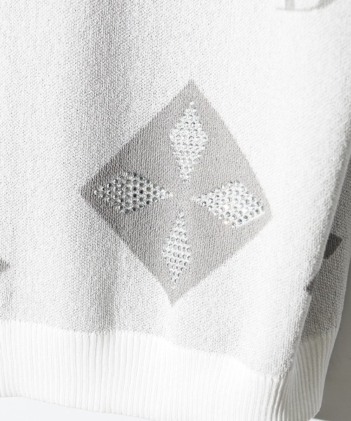 SOMEDIFF（サムディフ）の「【SOMEDIFF】ラインストーンサマーニット メンズ（ニット/セーター・メンズ・ブラック/ホワイト・M/L/XL）」の3枚目の写真