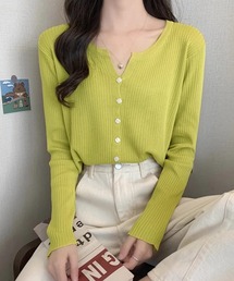 ラウンドネックリブカーディガン
