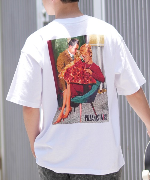 PIZZANISTA!(ピッザニスタ)の「【ムラサキスポーツ限定】PIZZANISTA/ピッザニスタ 半袖Tee/グラフィックTee オーバーサイズ ユニセックス PNTM242-06(Tシャツ/カットソー・メンズ・ホワイト/ブラック・XL/L/M)」の2枚目の写真