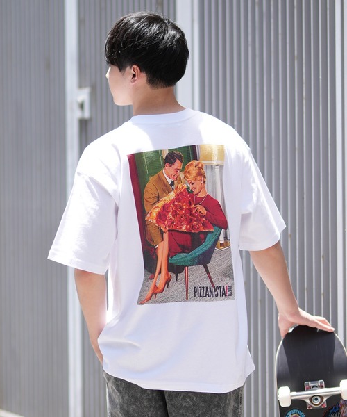 PIZZANISTA!(ピッザニスタ)の「【ムラサキスポーツ限定】PIZZANISTA/ピッザニスタ 半袖Tee/グラフィックTee オーバーサイズ ユニセックス PNTM242-06(Tシャツ/カットソー・メンズ・ホワイト/ブラック・XL/L/M)」の5枚目の写真