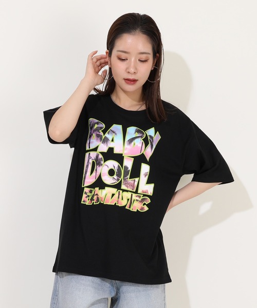 BABYDOLL(ベビードール)の「親子お揃い 転写ロゴ Tシャツ 9519A(Tシャツ/カットソー・レディース・ブラック/ホワイト・S/M/XL/L)」の2枚目の写真