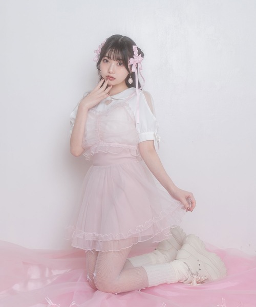 ハニーシナモン チュールビスチェセットアップ 花柄ハーフジップセットアップ – BUNNY APARTMENT