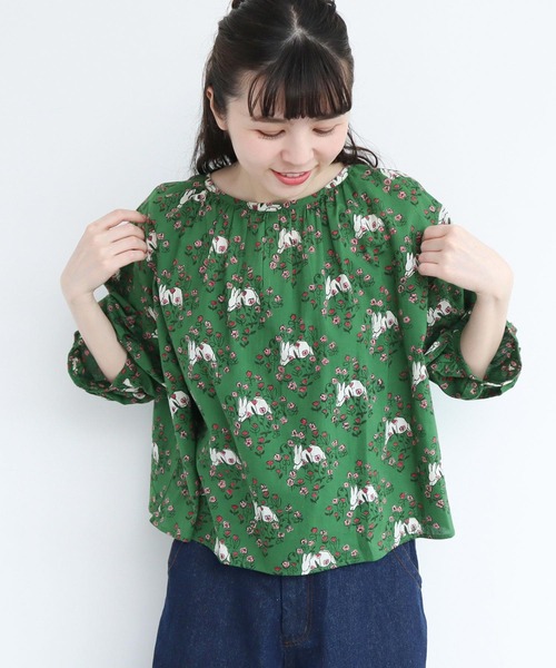 l'atelier du savon 野うさぎのブロックpr　ブラウス l'atelier du savon（アトリエドサボン）の「○C/野うさぎの
