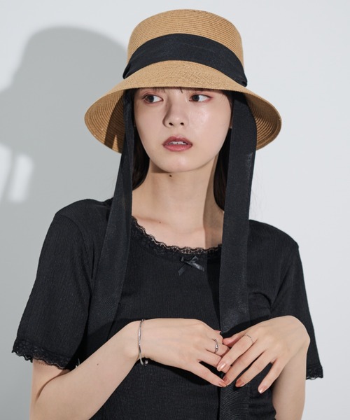 paravion(パラビオン)の「リボン麦わらハット(ハット・レディース・ベージュ/アイボリー・FREE)」の2枚目の写真