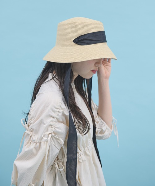 paravion(パラビオン)の「リボン麦わらハット(ハット・レディース・ベージュ/アイボリー・FREE)」の7枚目の写真
