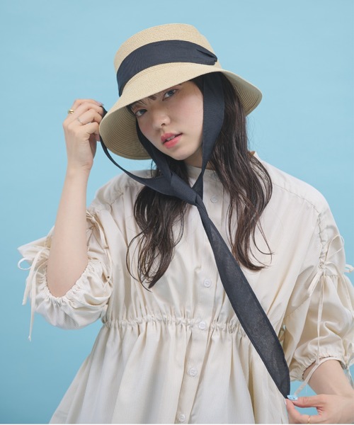 paravion(パラビオン)の「リボン麦わらハット(ハット・レディース・ベージュ/アイボリー・FREE)」の8枚目の写真