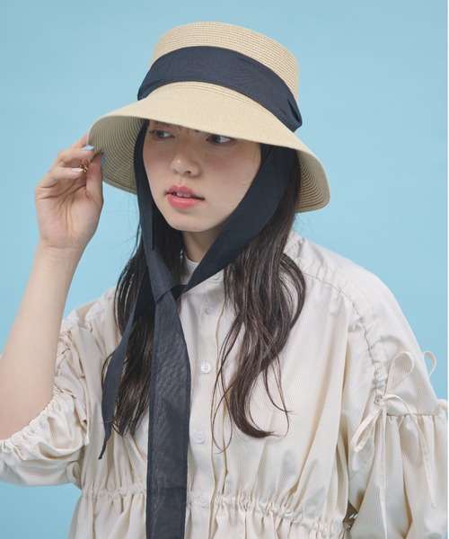 paravion(パラビオン)の「リボン麦わらハット(ハット・レディース・ベージュ/アイボリー・FREE)」の9枚目の写真