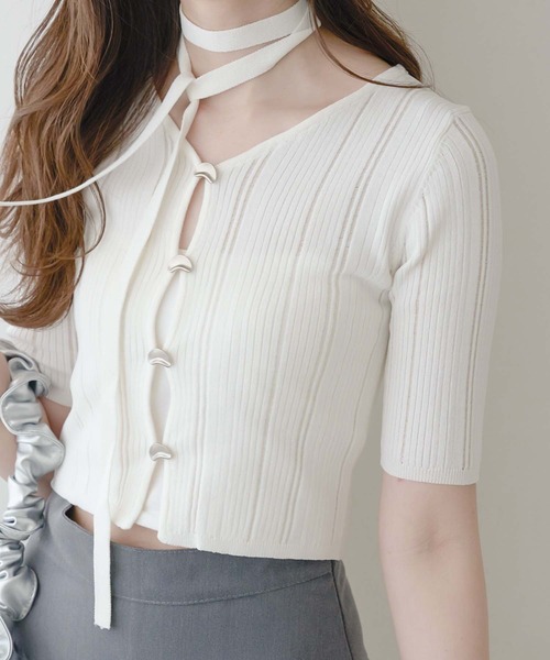pois sheer knit cardigan ポワ　シアーニットカーディガン Ambre Neige（アンブルネージュ）の「sheer knit cardigan / シアー