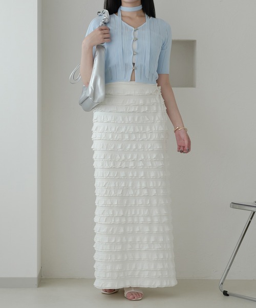 Ambre Neige（アンブルネージュ）の「sheer knit cardigan / シアー