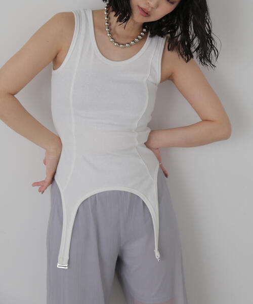 FREE'S MART(フリーズマート)の「テレコガータータンクトップ(タンクトップ・レディース・ホワイト/ブラック・FREE)」の20枚目の写真