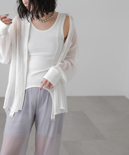 FREE'S MART(フリーズマート)の「テレコガータータンクトップ(タンクトップ・レディース・ホワイト/ブラック・FREE)」の13枚目の写真