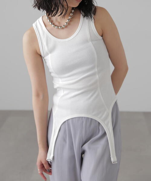 FREE'S MART(フリーズマート)の「テレコガータータンクトップ(タンクトップ・レディース・ホワイト/ブラック・FREE)」の11枚目の写真