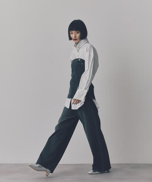 N.（N. Natural Beauty Basic）（エヌエヌナチュラルビューティーベーシック）の「◆デニムベアビスチェ（ベスト・レディース・ブラック/ブルー・MEDIUM）」の14枚目の写真