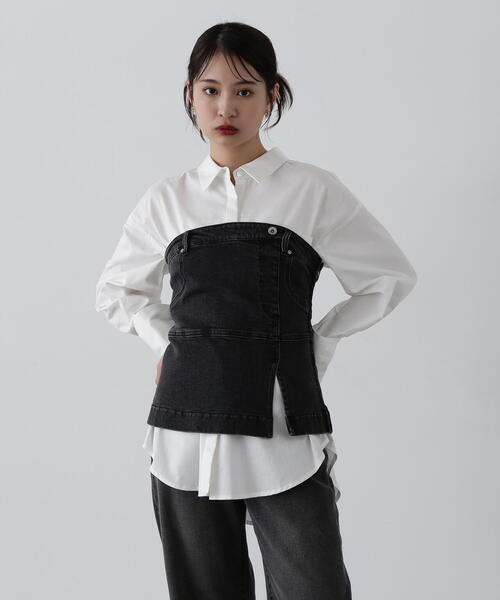 N.（N. Natural Beauty Basic）（エヌエヌナチュラルビューティーベーシック）の「◆デニムベアビスチェ（ベスト・レディース・ブラック/ブルー・MEDIUM）」の16枚目の写真