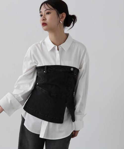 N.（N. Natural Beauty Basic）（エヌエヌナチュラルビューティーベーシック）の「◆デニムベアビスチェ（ベスト・レディース・ブラック/ブルー・MEDIUM）」の20枚目の写真