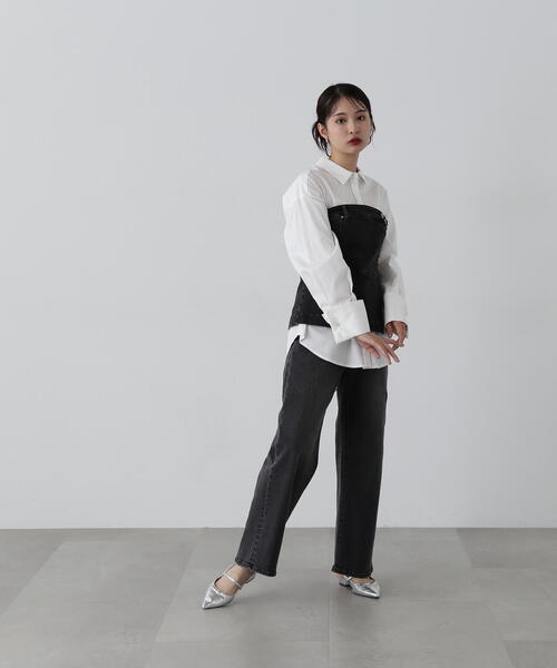 N.（N. Natural Beauty Basic）（エヌエヌナチュラルビューティーベーシック）の「◆デニムベアビスチェ（ベスト・レディース・ブラック/ブルー・MEDIUM）」の21枚目の写真