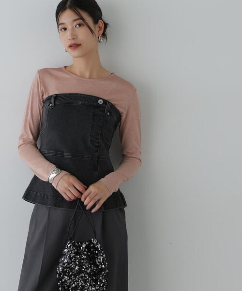 N.（N. Natural Beauty Basic）（エヌエヌナチュラルビューティーベーシック）の「◆デニムベアビスチェ（ベスト・レディース・ブラック/ブルー・MEDIUM）」の2枚目の写真