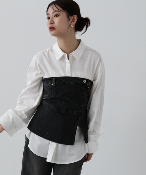 N.（N. Natural Beauty Basic）（エヌエヌナチュラルビューティーベーシック）の「◆デニムベアビスチェ（ベスト・レディース・ブラック/ブルー・MEDIUM）」の6枚目の写真